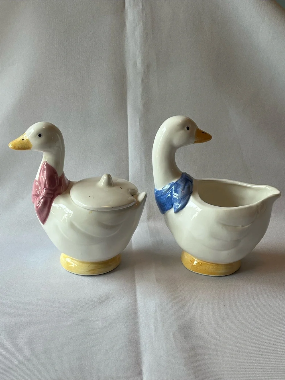 Vintage Ceramic Duck/Goose Creamer and Sugar Set By TSNY